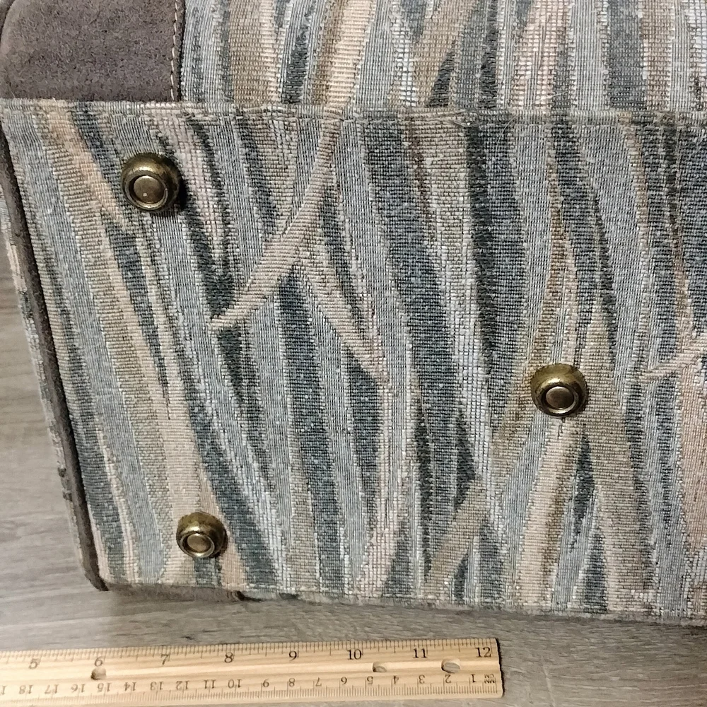 French Co Satchel Handbag Tapestry And Leather . Might Need Some Polishing.